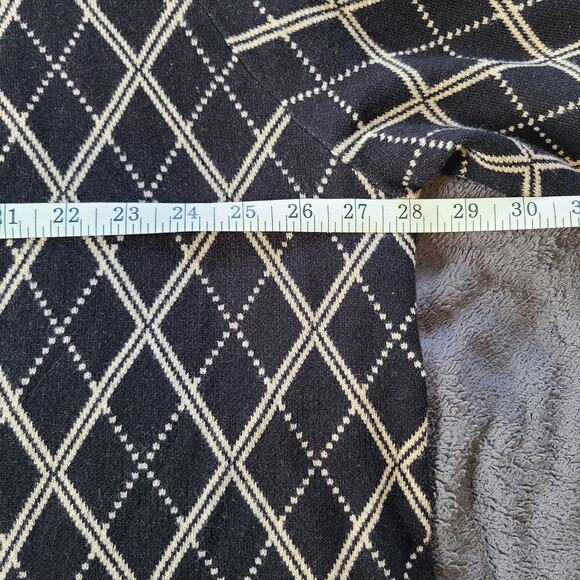 Susan Graver Cardigan Womens 2X Black White Diamond Geometric Knit Monochrome - Picture 9 of 11